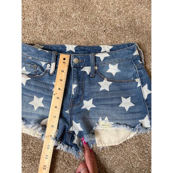Stars shorts denim cutoff exposed pockets July 4th Memorial Day patriotic SZ 26” - Picture 5 of 5